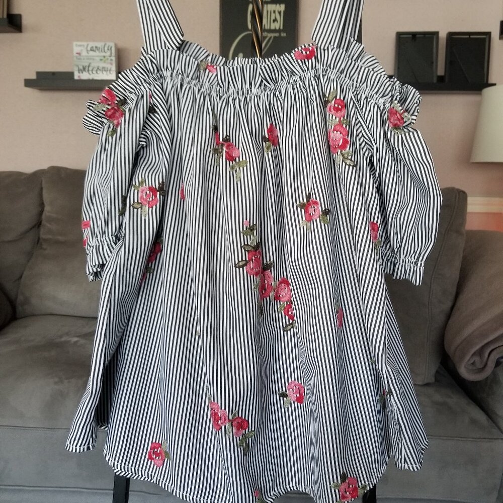 Inspired Hearts Striped Off the Shoulder Blouse